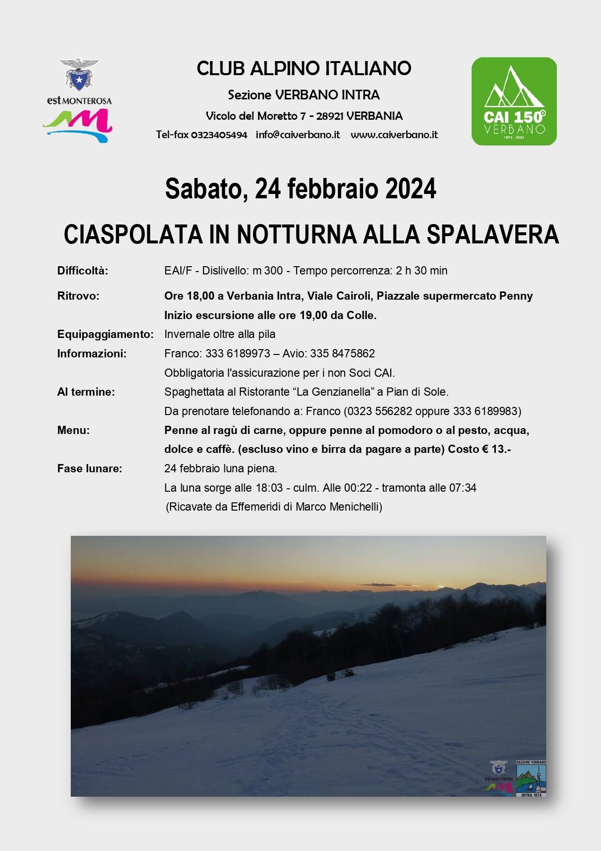 Immagine: Ciaspolata in notturna alla Spalavera