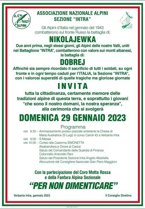 Immagine: Commemorazione Alpini 29 gennaio 23