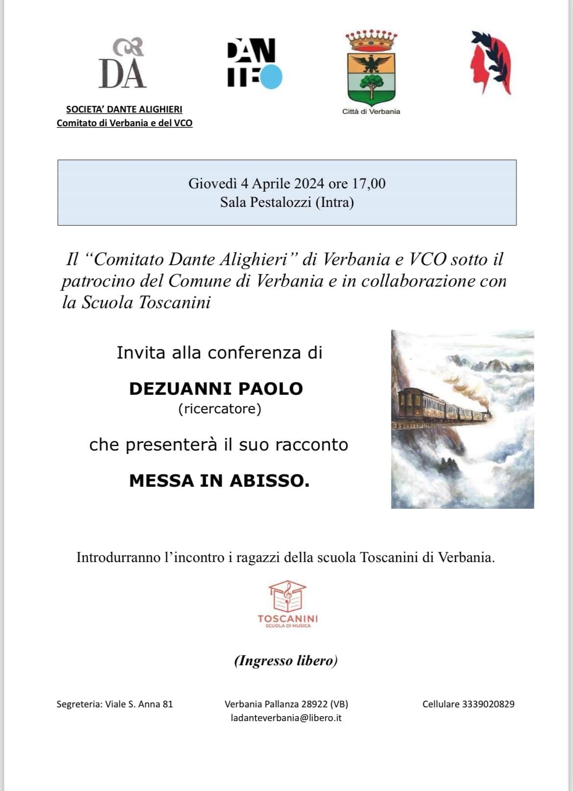 Immagine: Conferenza Dante Alighieri Verbania e VCO