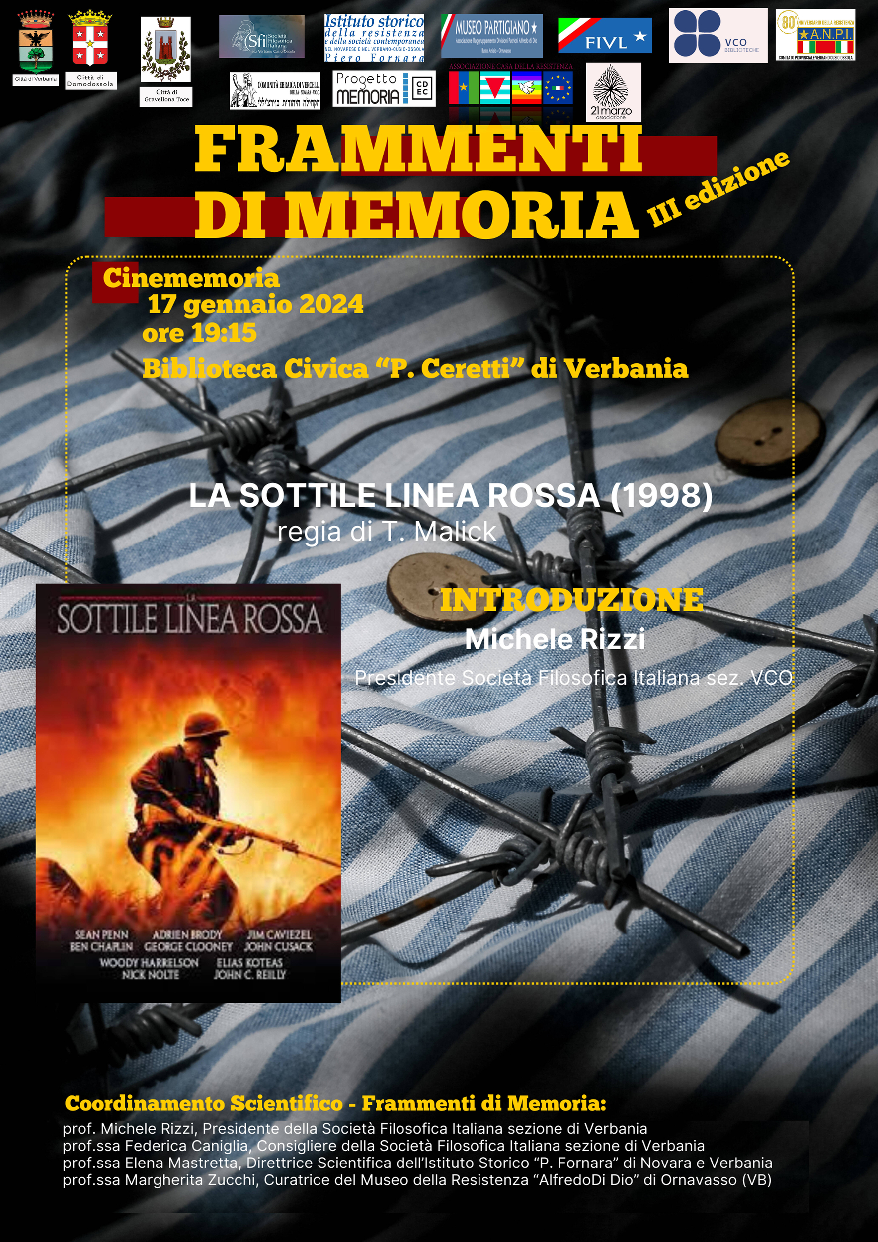 Immagine: Frammenti di memoria locandina 17 gennaio