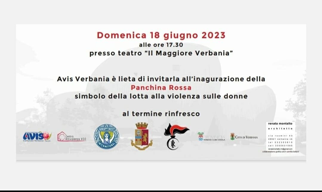Immagine: Inaugurazione panchina rossa AVIS
