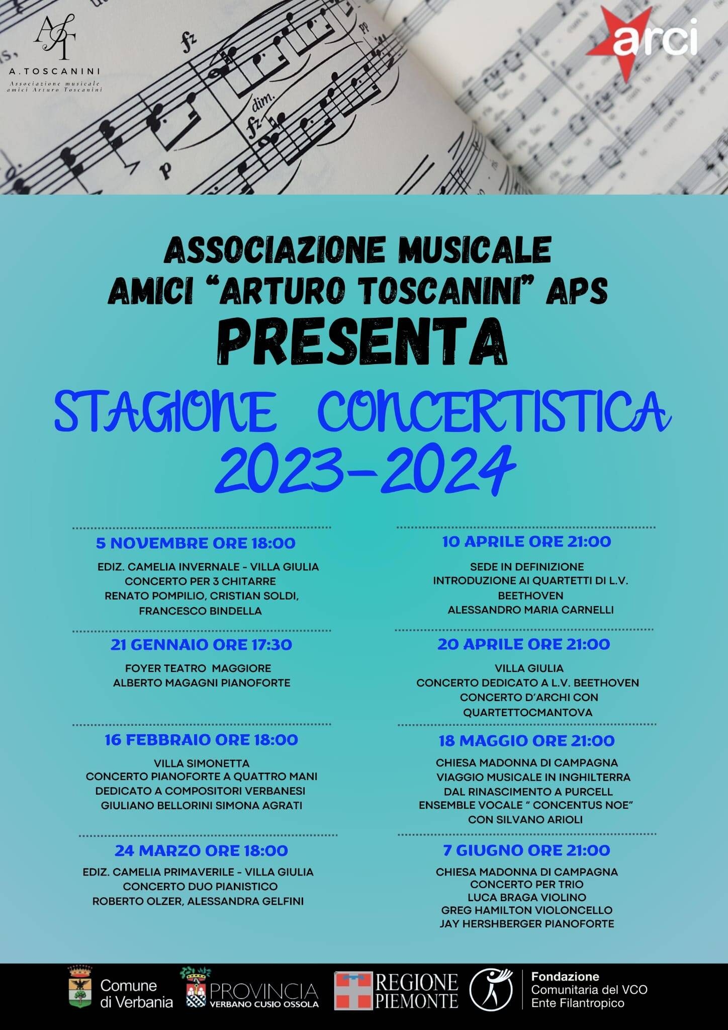 Immagine: Locandina Stagione concerti a Verbania Toscanini