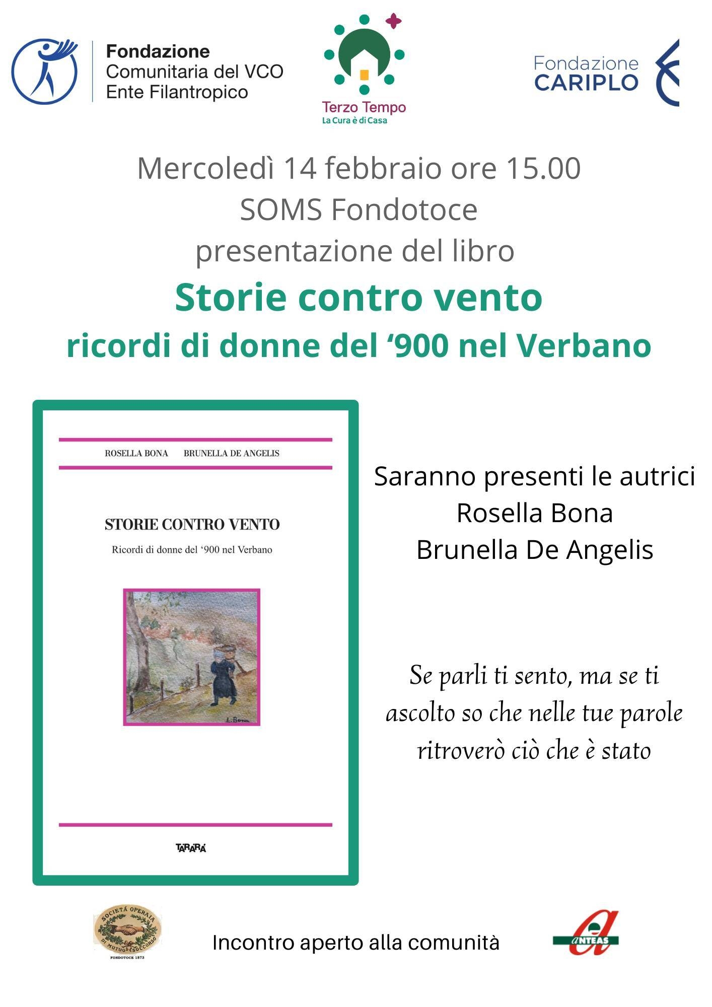 Immagine: Presentazione del libro "Storie contro vento, ricordi di donne del '900 nel Verbano"