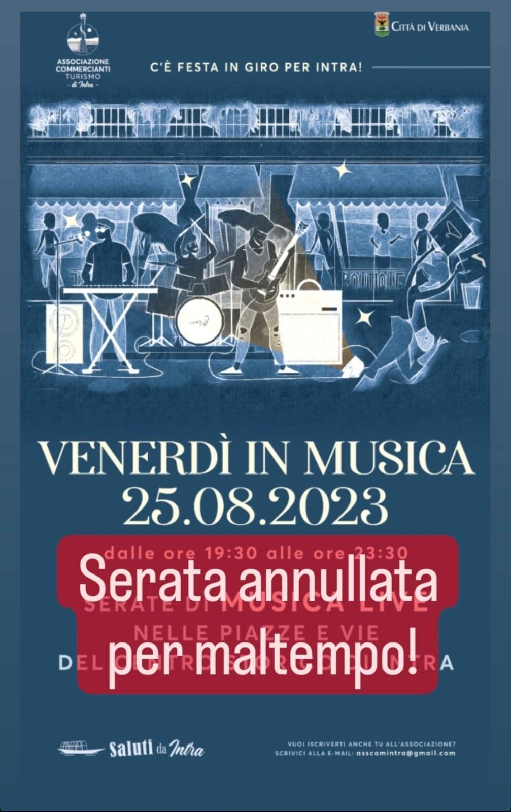 Immagine: Serata commercianti annullata