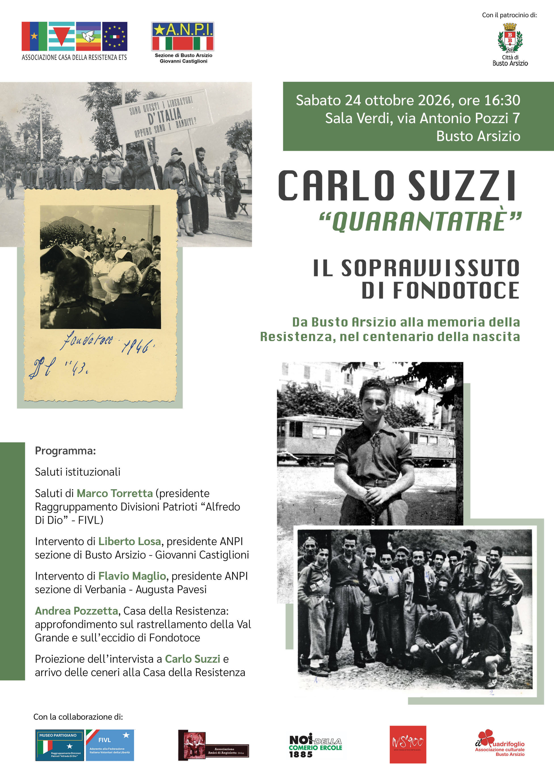 Carlo Suzzi “Quarantatré”, il sopravvissuto di Fondotoce