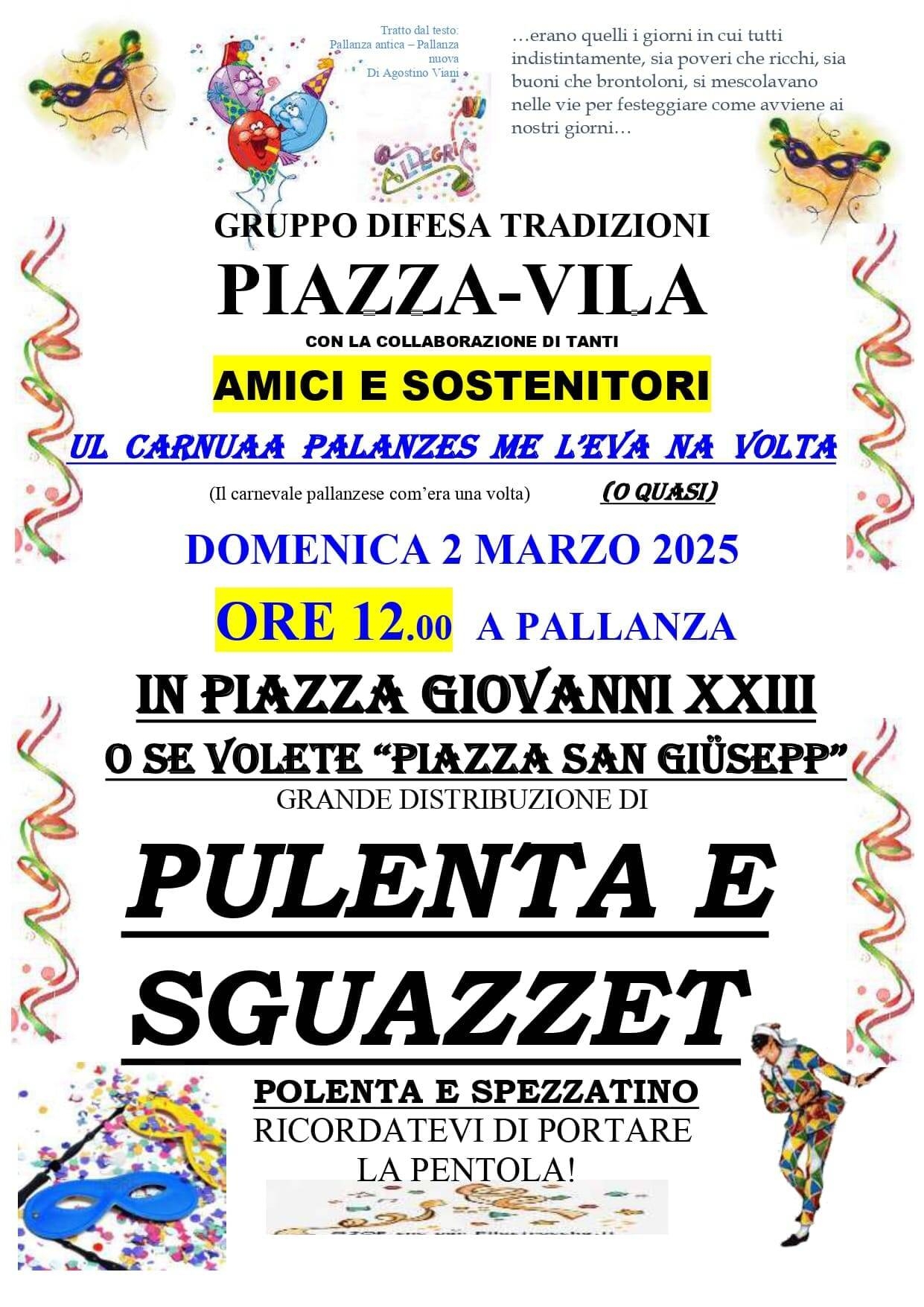 Carnevale 2025 Piazza e Vila