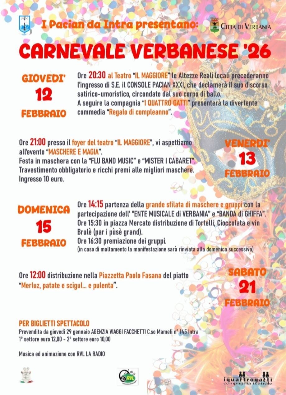 Carnevale Verbanese 2026 dei Paciàn da Intra