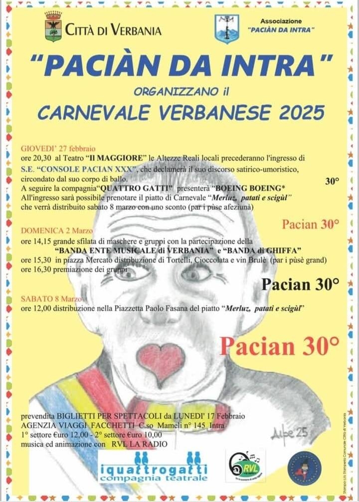 Carnevale Verbanese dei Paciàn da Intra 2025