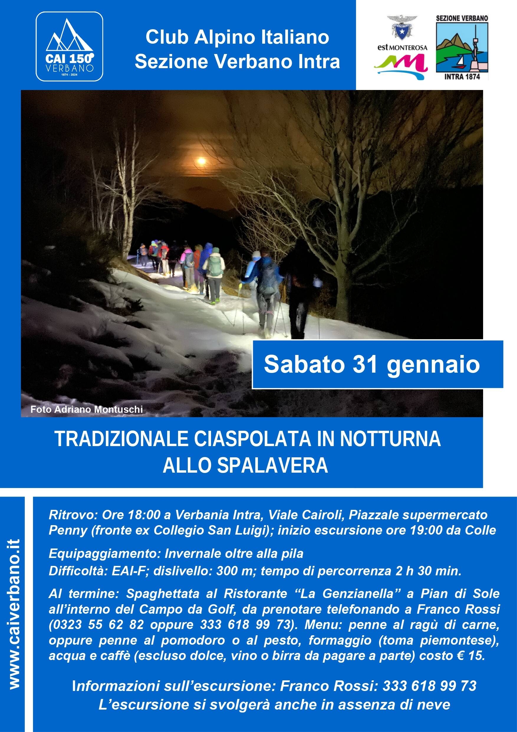 Ciaspolata in notturna allo Spalavera