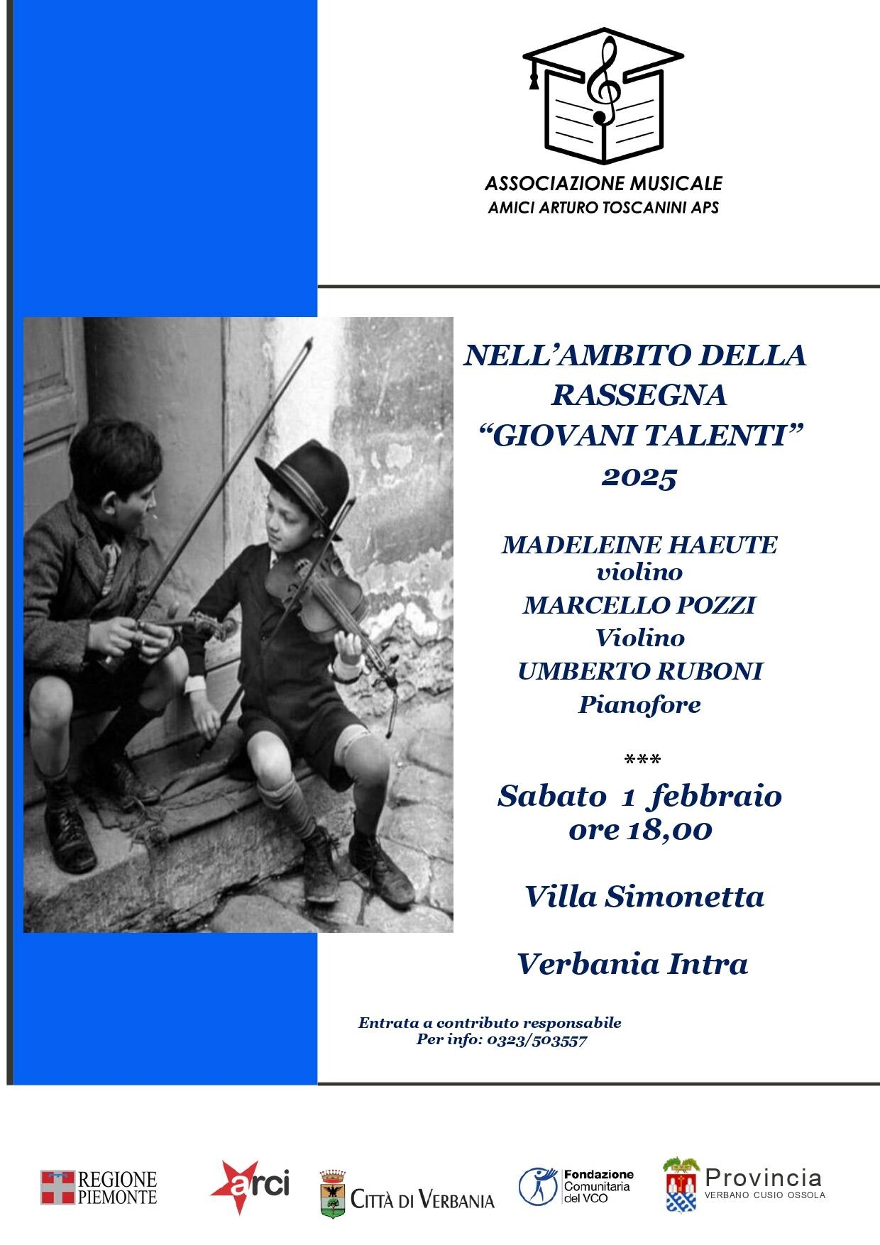 Concerto 1 febbraio rassegna Giovani Talenti