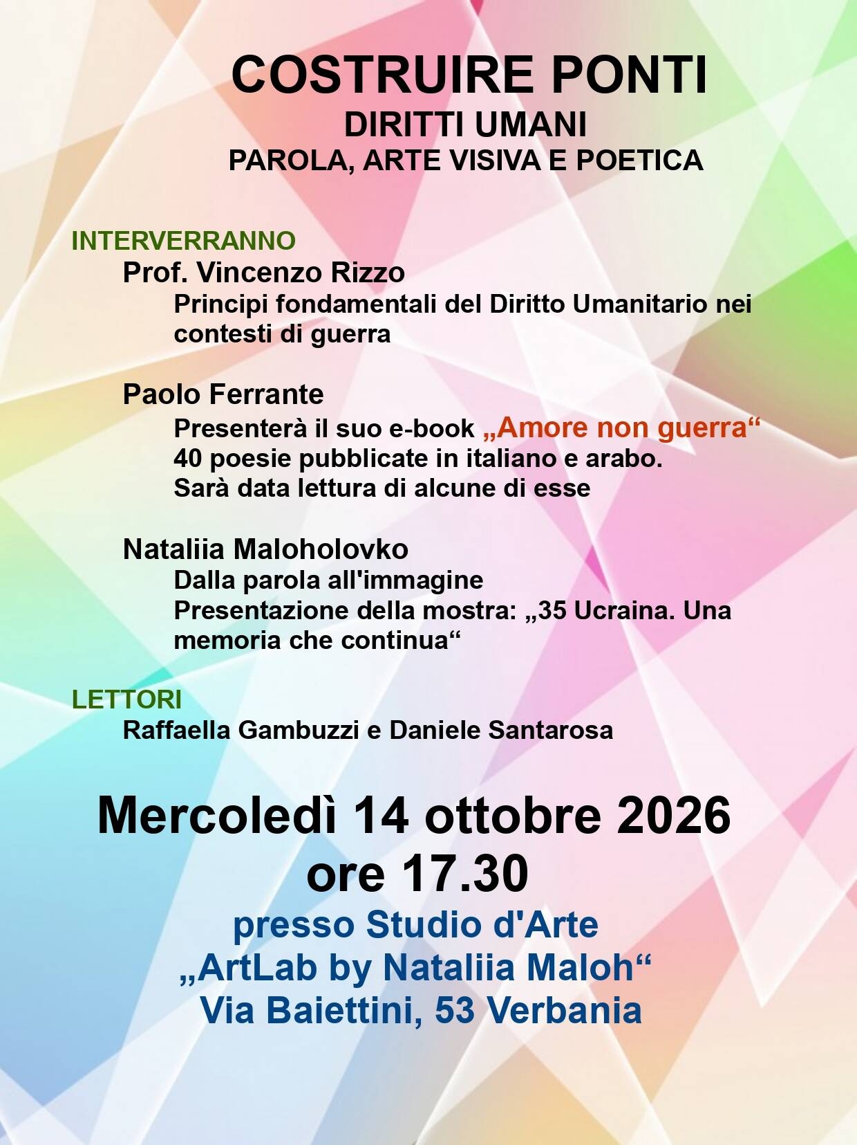  Costruire Ponti – Diritti umani, parola, arte visiva e poetica