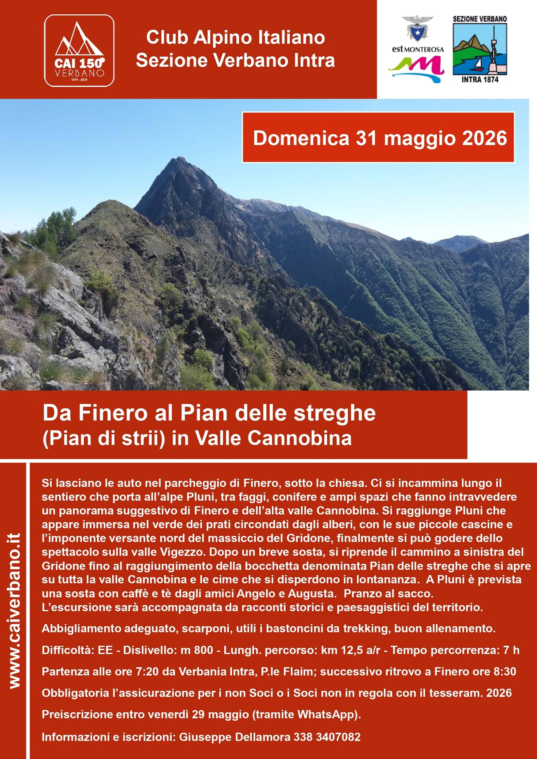  Escursione: Da Finero al Pian delle streghe (Pian di strii) in Valle Cannobina