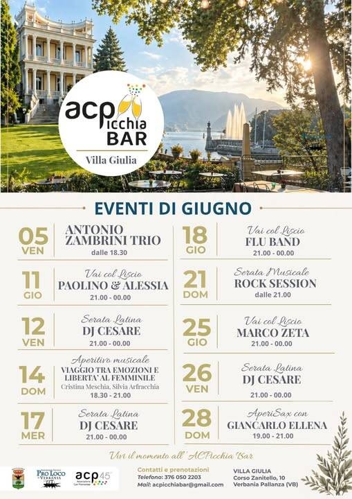 Eventi Bar Acpicchia giugno 