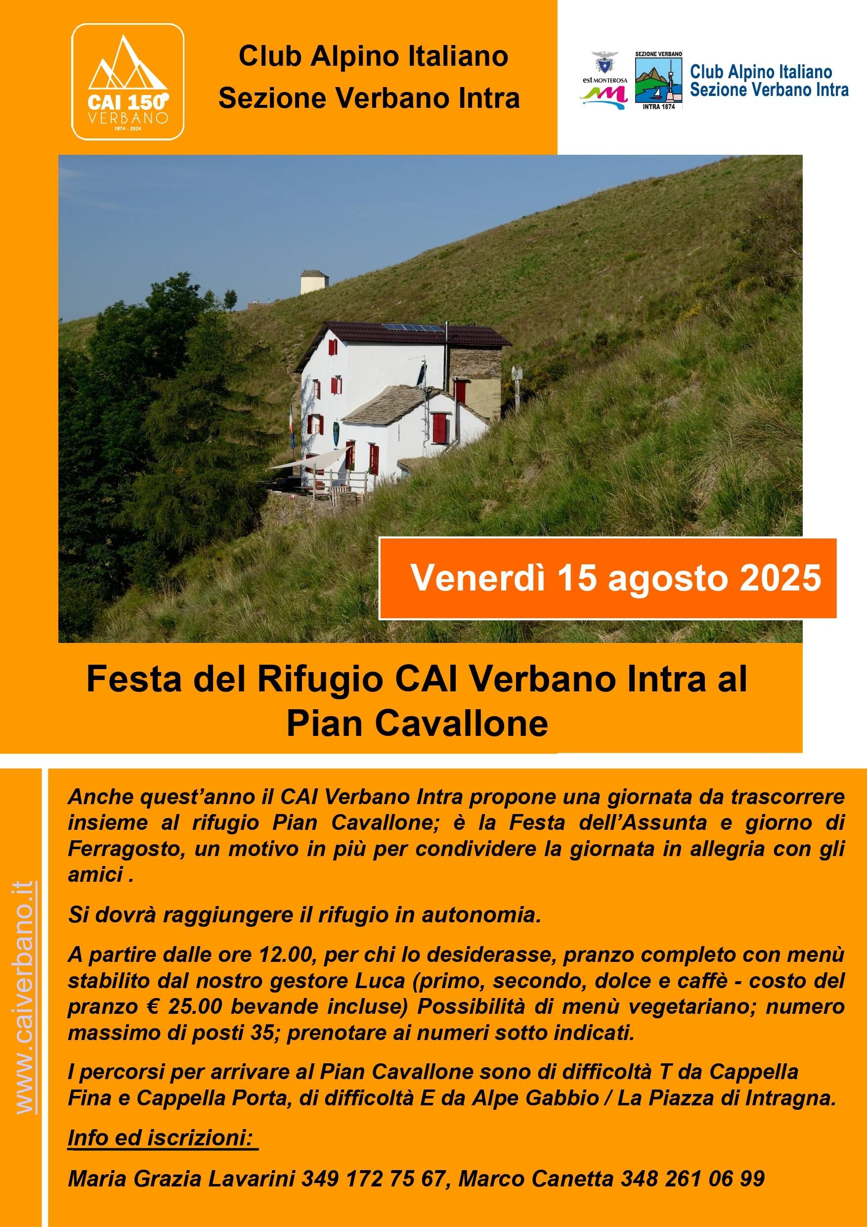 Festa del Rifugio CAI Verbano Intra al Pian Cavallone 