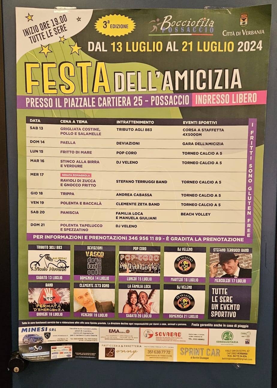 Immagine: Festa dell'Amicizia Possaccio