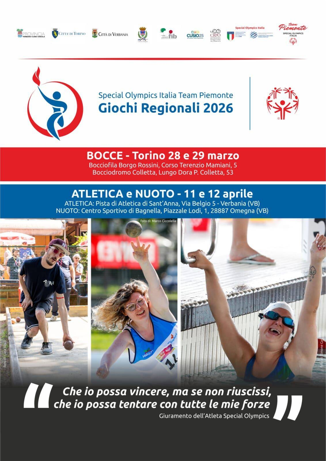Giochi Regionali 2026 - Special Olympics Italia Team Piemonte