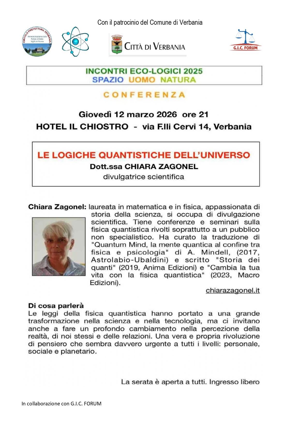 Incontro: Le logiche quantistiche dell'universo
