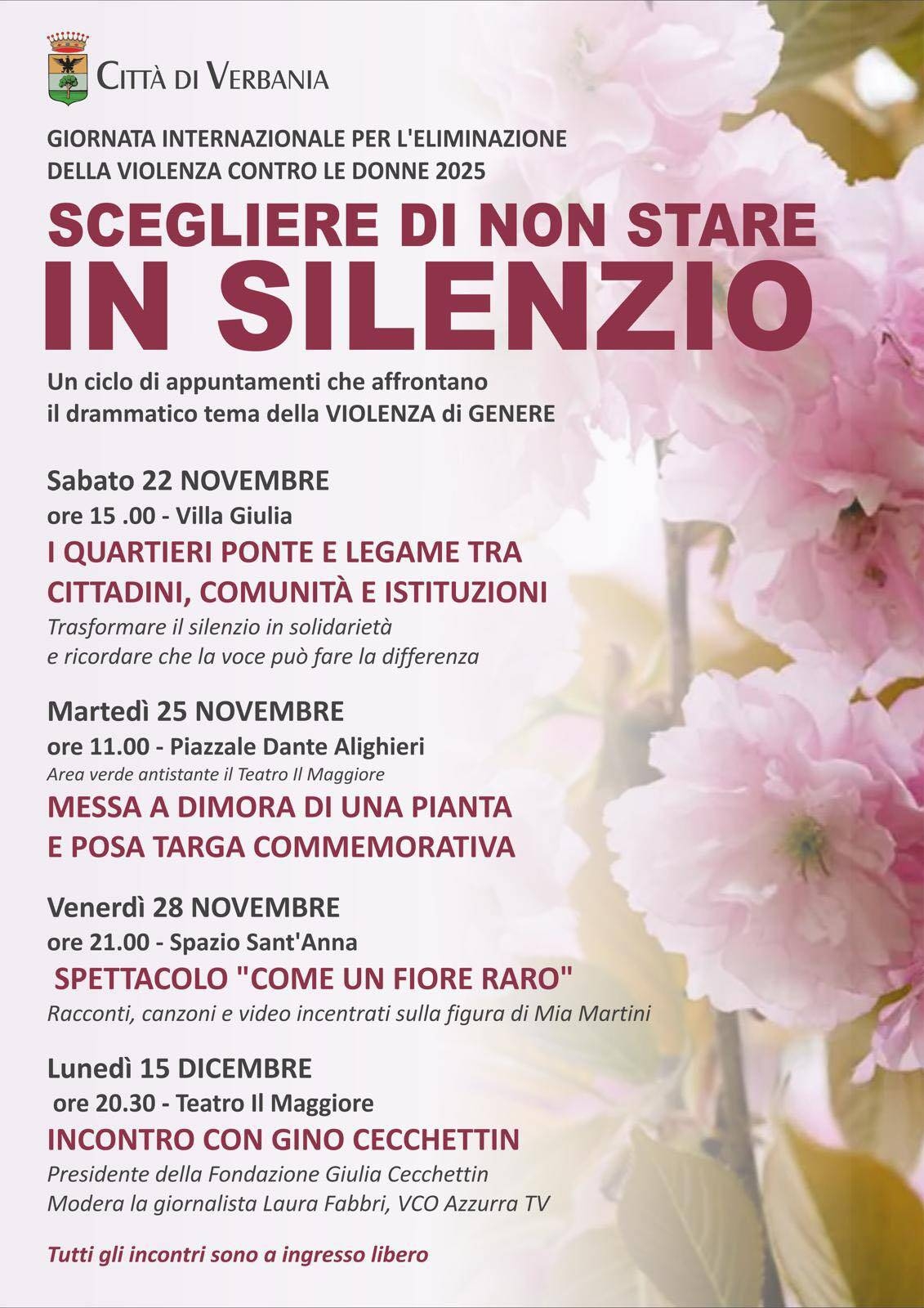 Iniziative per la Giornata Internazionale eliminazione violenza contro le donne 2025