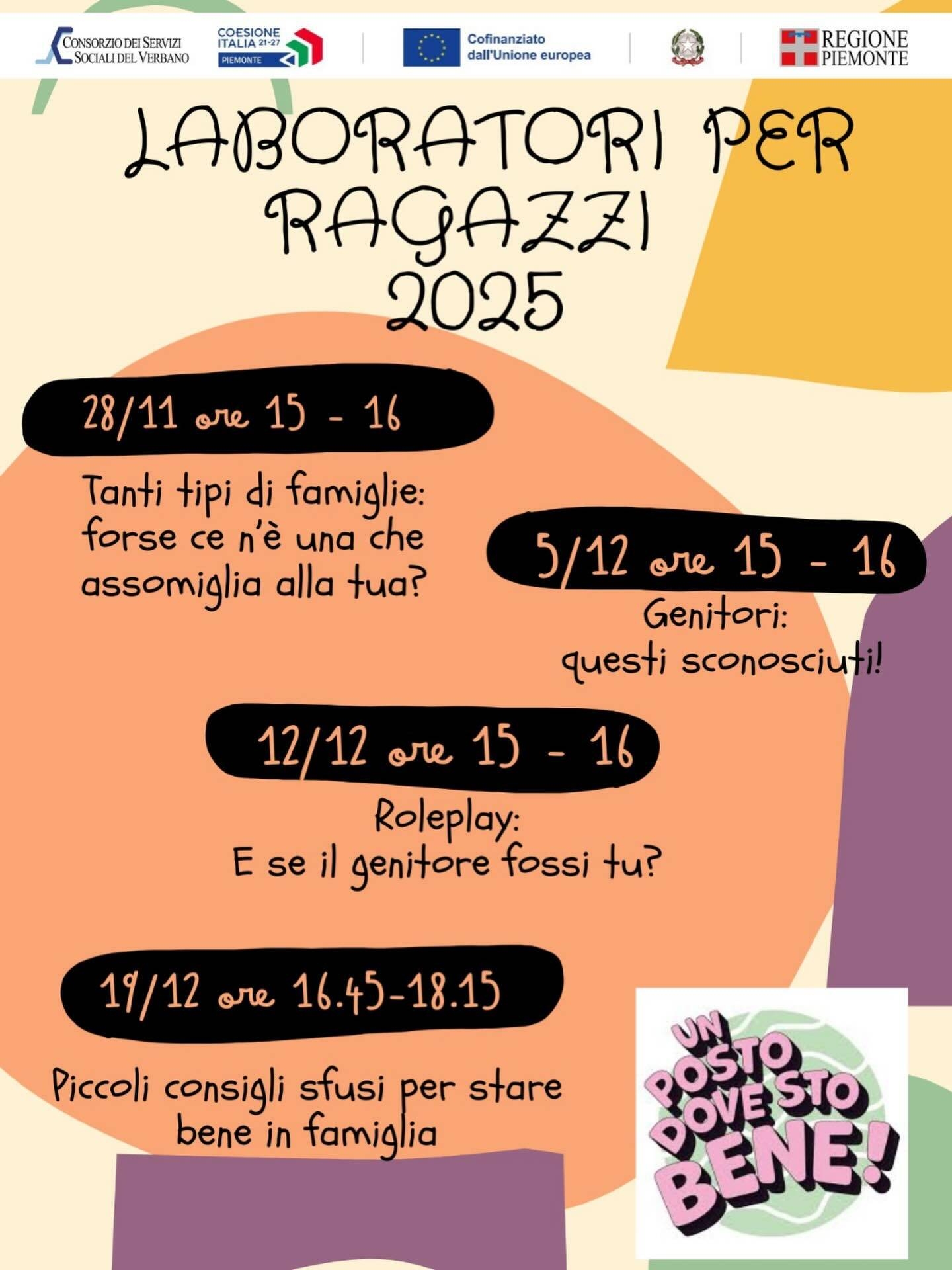 Laboratori per Ragazzi 2025 - Un posto dove sto bene