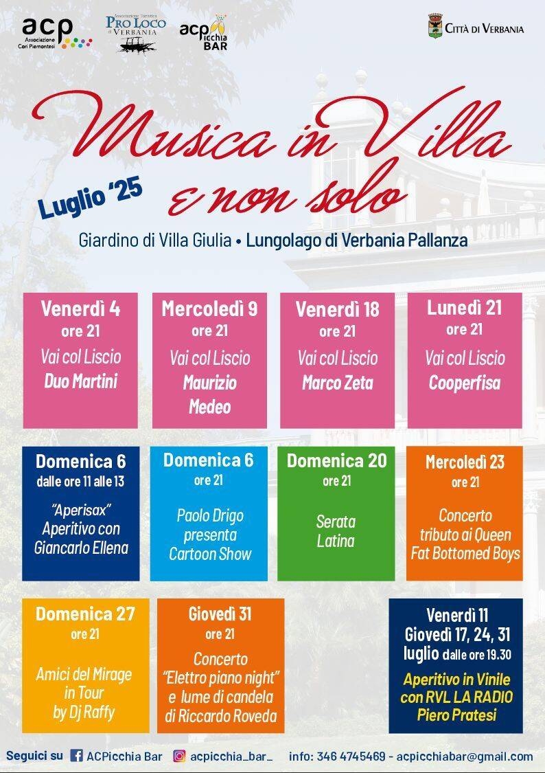 Musica in Villa e non solo luglio 2025