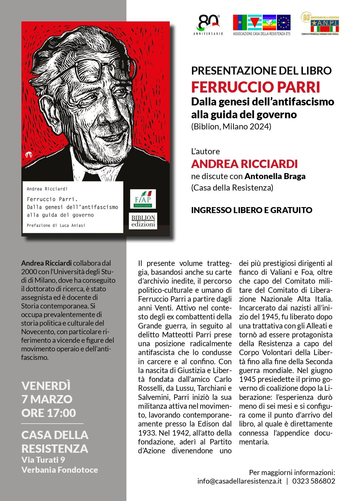 Presentazione del libro: Dalla genesi dell’antifascismo alla guida del governo