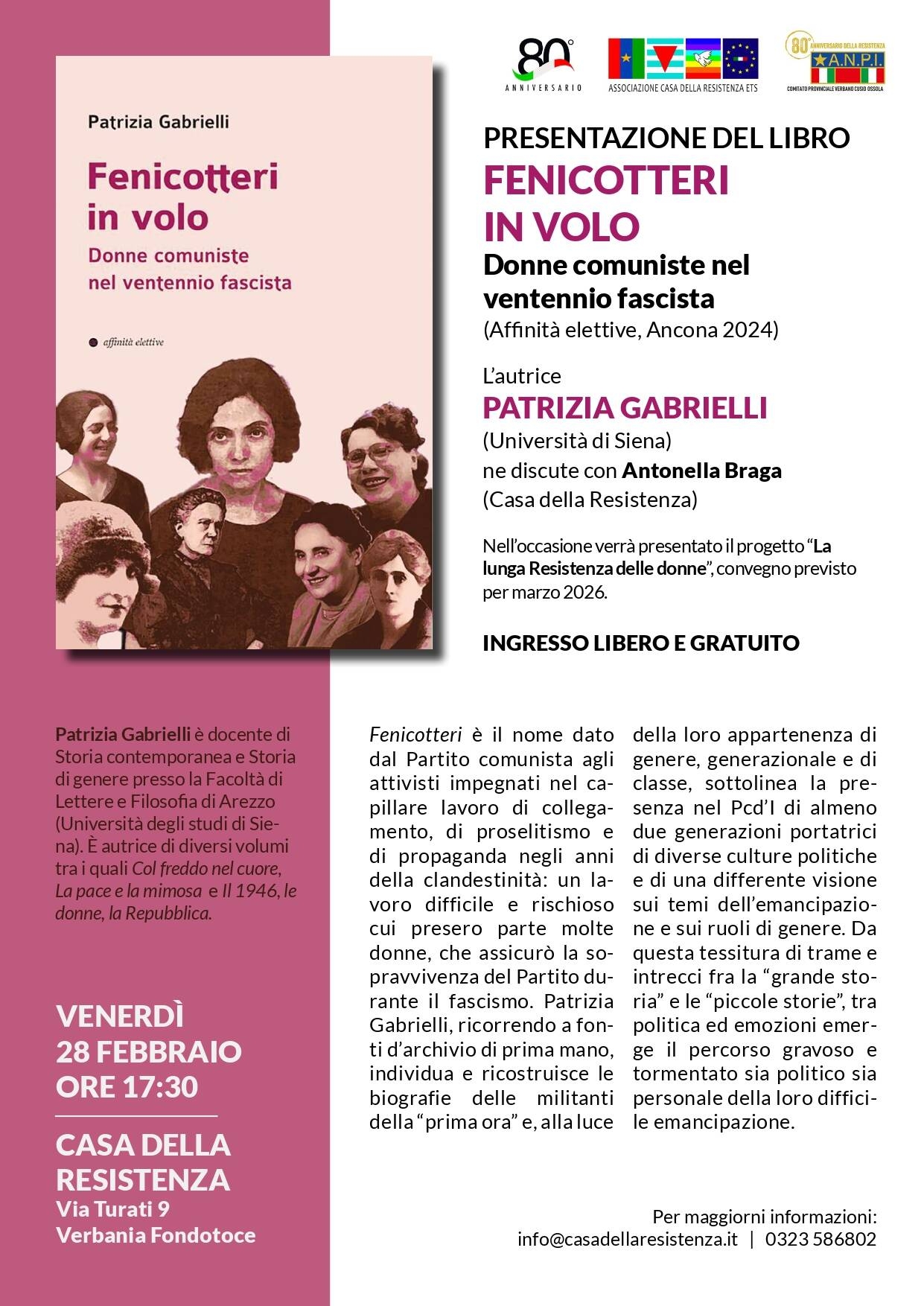 Presentazione: Fenicotteri in volo. Donne comuniste nel ventennio fascista 