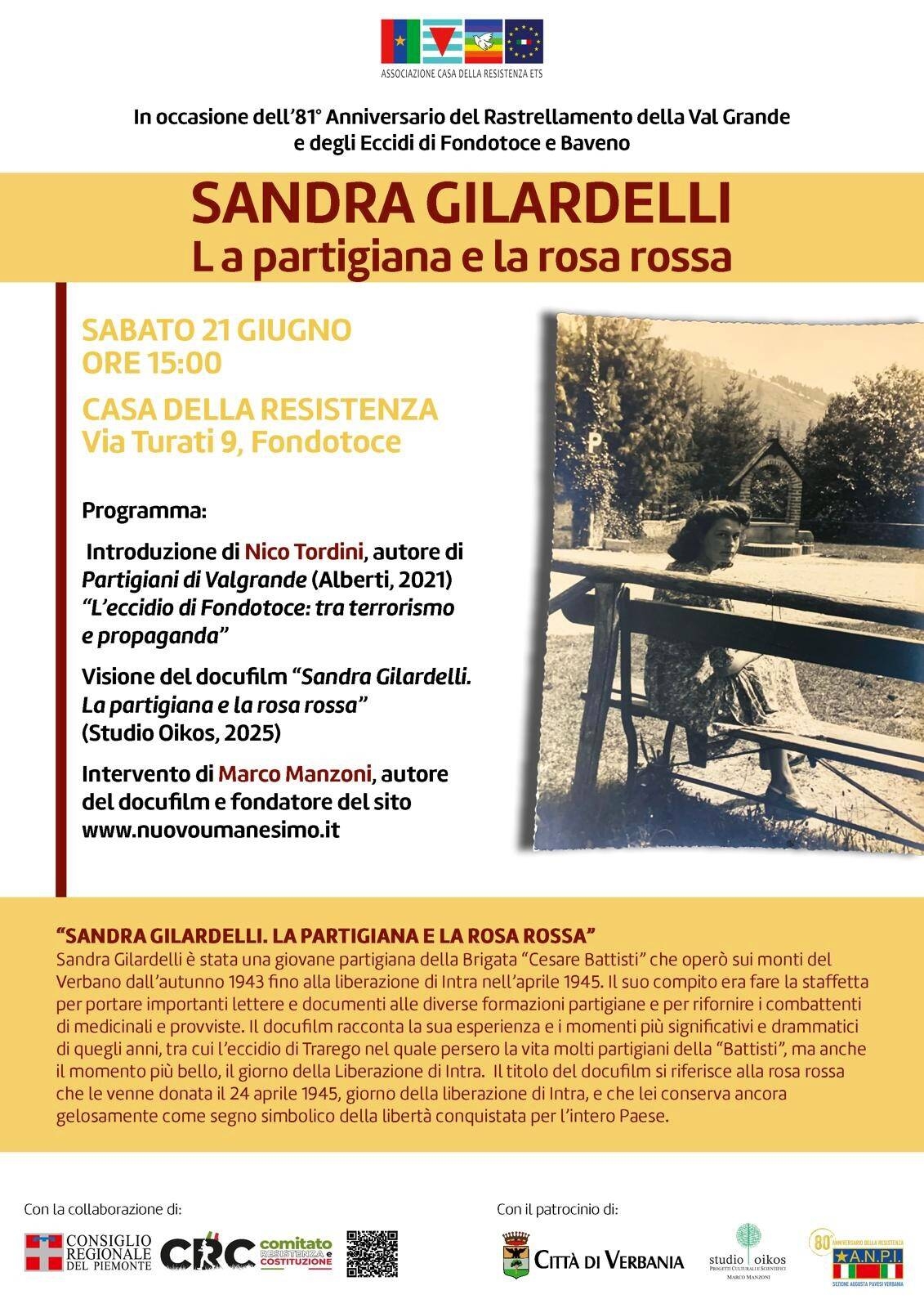 Immagine: SANDRA GILARDELLI La partigiana e la rosa rossa