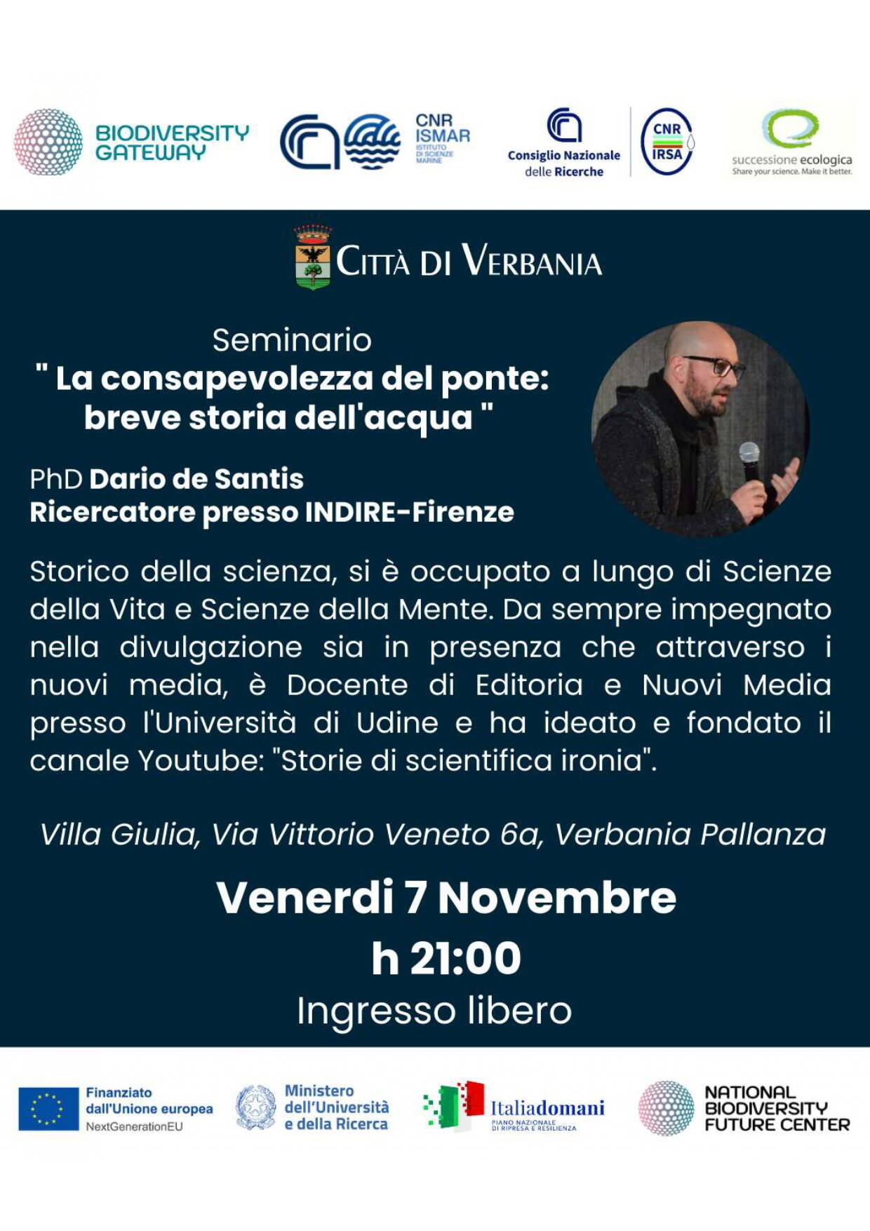Seminario: La consapevolezza del ponte: breve storia dell'acqua